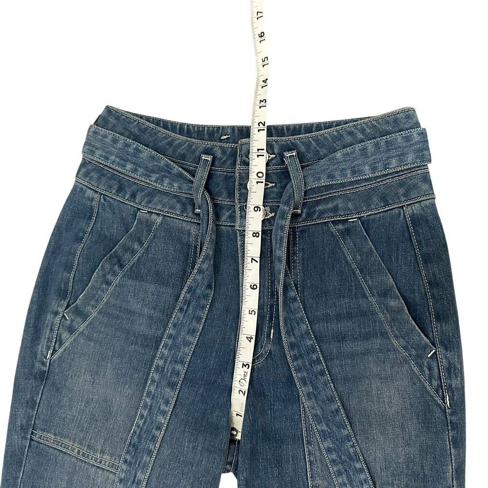 Veronica Beard Jeans Women's 25x28 Blue Logan Slim Straight Extra High-Rise Belt - Picture 6 of 14